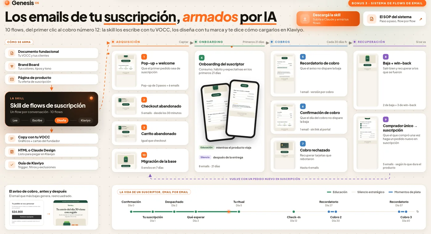 Sistema de flows de email: los 10 flows por etapa y la vida de un suscriptor email por email